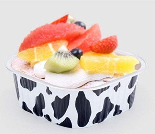 KEISEN square 3 3/5" 5.5oz Disposable Aluminum Foil Cups 150ml100/PK for Muffin Cupcake Baking Bake Utility Ramekin Cup (cowline)