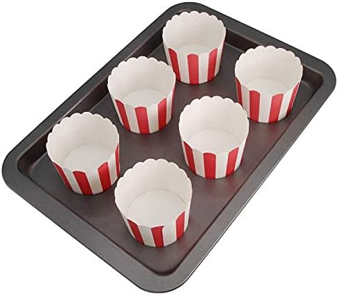 50-Pack Muffin Cups Baking Paper Cup Cupcake Muffins Liners Red and White Stripes Baking Cups, Bottom Dia 2.3 Inch