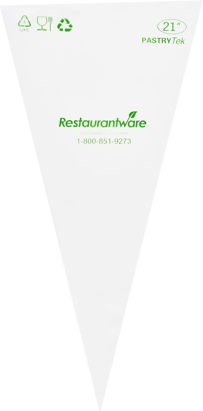 Restaurantware Pastry Tek 21 Inch Piping Bags 100 For Icing Pastry Bags - Disposable Food Grade Clear Plastic Decorating Bags Non Slip For Frosting Cupcakes Cakes And Pies