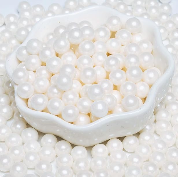 PhilaeEC White Peals 7mm Size Sprinkles for Cake Decoration Edible Candy Baking Cookie Cupcake Toppers Wedding Party Valentines Halloween Christmas Supplies 3.53oz
