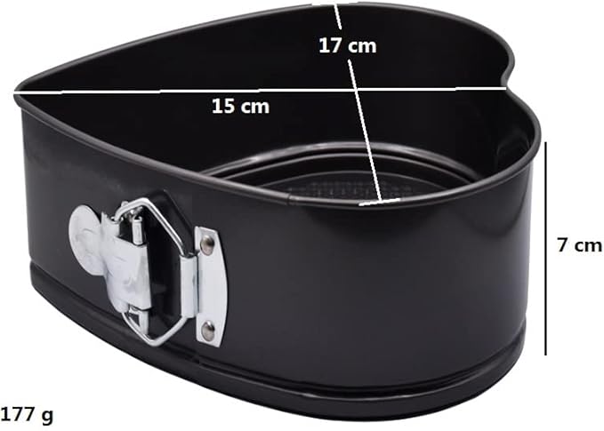 1 Piece Heart Springform Cake Tin, Pudding Pan, Cake Tins for Baking Non Stick, Bake Tin for Cake, Square Baking Pans for Cakes, PFOA free, Robust 1 mm Carbon Steel, 17 cm