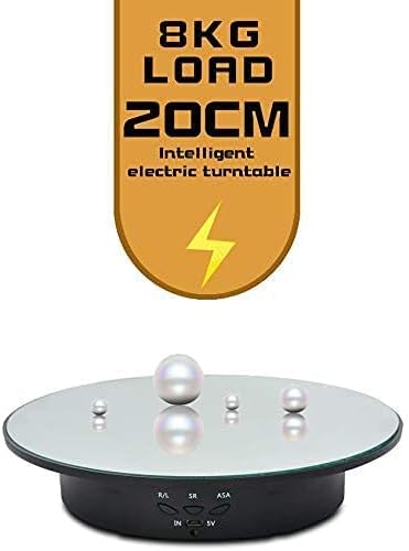 JAYEGT Motorized Rotating Display Stand, 7.87inch /17.6lbs Load, 360 Degree Electric Rotating Turntable for Photography Products, Jewelry, Cake,3D Model , Mirror Cover (Black, 7.87inch/Button Control)