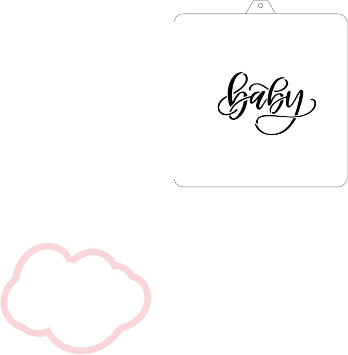 Cookie Cutter and Stencil Set Bundle Kit PYO Cookies Paint Your Own Diy Bakery Fondant Sugar Happy Birthday Wedding Baby Candle Kids Painting Coloring Pages Comb (Baby-2)