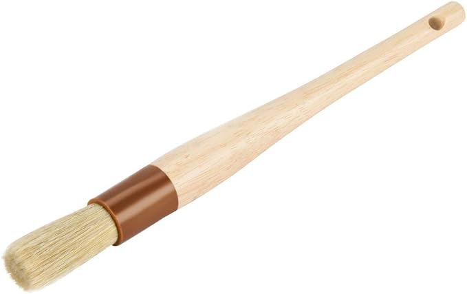 AME D'ESSENCE 1" Round Boar Pastry Brush, Wooden Handle, Heat Resistant Bristle Basting Brush Baking Tool, and Food Preparation