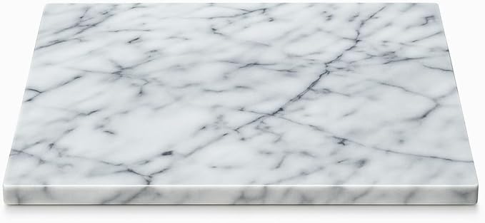 JEmarble Pastry Board 16x20 inch with Non-Slip Rubber Feets for Stability Perfect for Keep the Dough Cool and Chocolate Tempering(Premium Quality) White