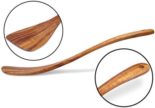 Wooden Spatula Nonstick Turner Acacia Wood, Right Long Handle Flat Frying Spatulas Handmade for Mother Wife Grandma Her Kitchen Gift, Ideal Cookware Utensils for Cooking Eggs, Fish, Pancakes