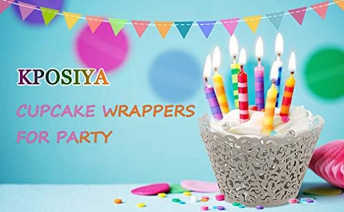KPOSIYA Pack of 120 Cupcake Wrappers Artistic Bake Cake Paper Cups Vine Designed Laser Cut Cupcake Wraps Baking Cup Muffin Case Trays for Wedding Baby Shower Party Birthday Decoration (120, White)
