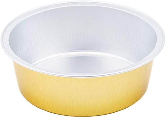 KEISEN 3 4/5" Disposable Aluminum Foil Cups 150ml 5oz 100/PK for Muffin Cupcake Baking Bake Utility Ramekin Cup 100/PK (gold)