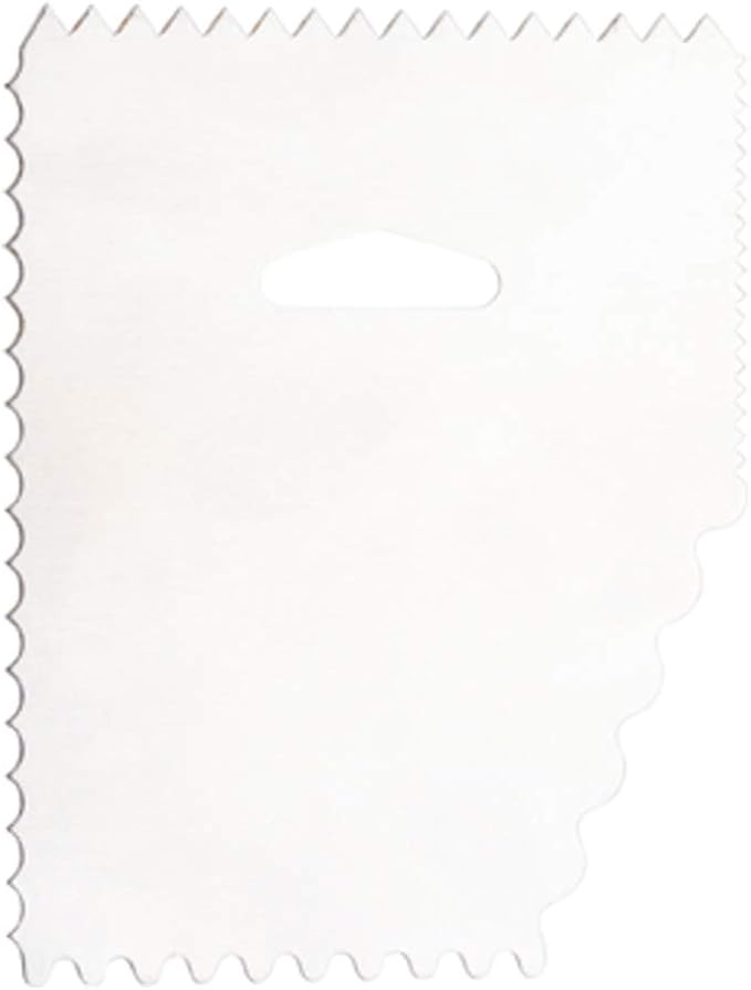 Restaurantware Pastry Tek 4.8 Inch x 3.8 Inch Cake Scraper 1 5-Pattern Cake Smoother - Assorted Edges Hanging Hole Metal Icing Smoother For Decorating Or Sculpting Desserts