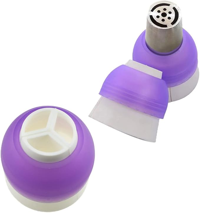 HAHIYO Plastic 3-Color Piping Bag Couplers Diameter 0.98inch/25mm Russian Piping Nozzle Converter Coupler Kit Easy to Twist for Cake Decorating Piping Tip Coupler for Icing Nozzles (3 Pieces)