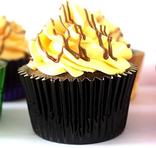 Eoonfirst Foil Cupcake Liners Halloween Party Standard Baking Cups 100 Pcs (Black)
