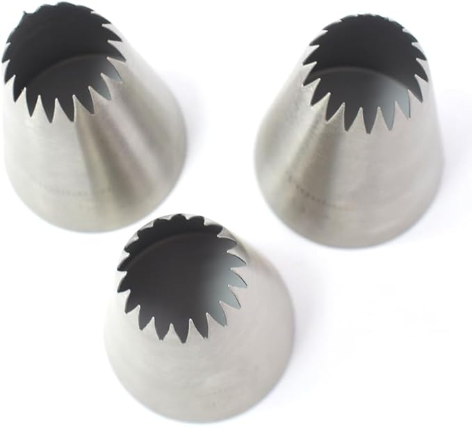 Piping Tips, 9FT 3Pcs Large Icing Piping Tips Stainless Steel Seamless Set for Cupcakes Cake Decoration and Baker