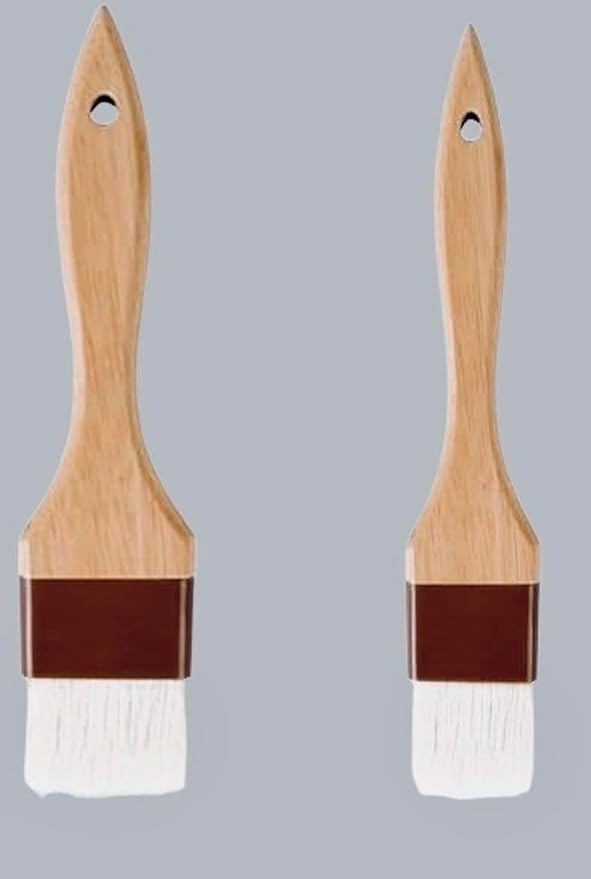 AME D’ESSENCE (Set of 2) Pastry Brushes – 1-Inch & 1½-Inch Nylon Bristle Basting Brushes with Lacquered Hardwood Handles for Baking, BBQ, and Marinades