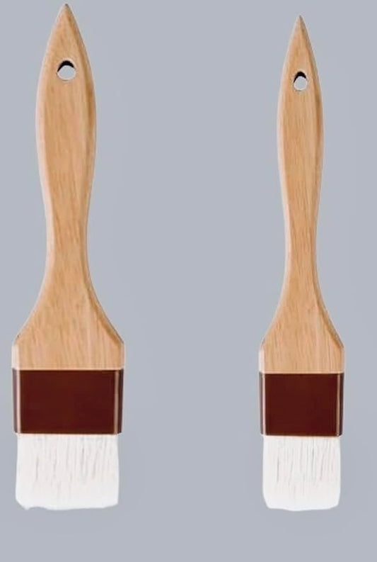 AME D’ESSENCE (Set of 2) Pastry Brushes – 1-Inch & 1½-Inch Nylon Bristle Basting Brushes with Lacquered Hardwood Handles for Baking, BBQ, and Marinades