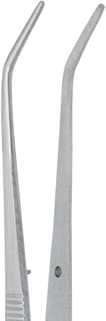 Stainless Steel Tweezers, with Curved Serrated Tip Multipurpose Tweezers Sewing Machine Tweezers Forceps for Craft Repairing (3)