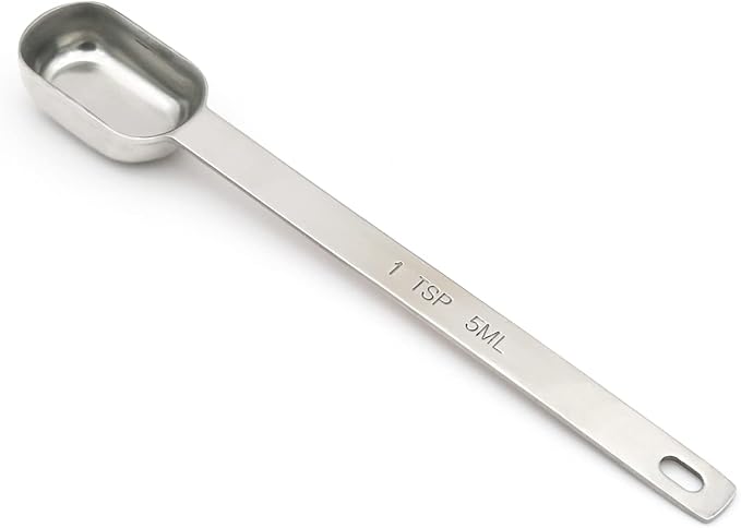 1PCS 1tsp (1/3tbsp, 5ml) Single Measuring Spoon, Stainless Steel Long Handle Individual Teaspoons Only