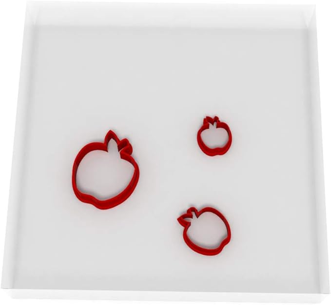 JUST Tiny Apple Shape Cutters | Set of 3 Mini Plastic Cutter for Fondant, Clay, Crafts, Icing, Baking (1.25", 0.75", 0.5")
