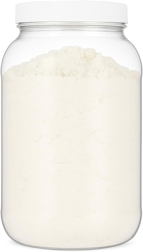 kitchentoolz 1 Gallon Plastic Mason Jar with Airtight Lid – Extra Wide Mouth Clear Storage Container – Made in USA – 4 Pack