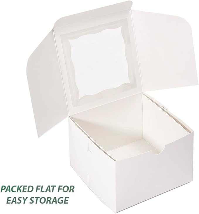 Cookie Boxes with Window 5x5x3.5 Inch[50 Pack] Premium White Bakery Boxes,Mini Treat Box, Pastry Box for Mini Bundt Cake and Individual Cheesecakes