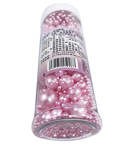 Edible Pearl Sugar Sprinkles Pink Candy 120g/ 4.2oz Baking Edible Cake Decorations Cupcake Toppers Cookie Decorating Ice Cream Toppings Celebrations Shaker Jar Wedding Shower Party Chirstmas Supplies