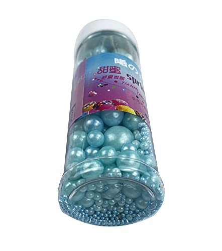 Sprinkles Edible Pearl Sugar Candy Cupcake Cake Topper 120g/ 4.2oz, Decorative Glitter Sprinkle Mix for Baking, Cake and Cookie Decorating (Blue)