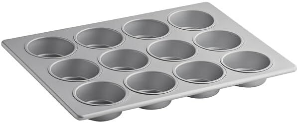12-Cup Jumbo Muffin Pan, Aluminized Steel, Silicone Glazed, 13 x 18 Inch, Commercial Cupcake Bakeware