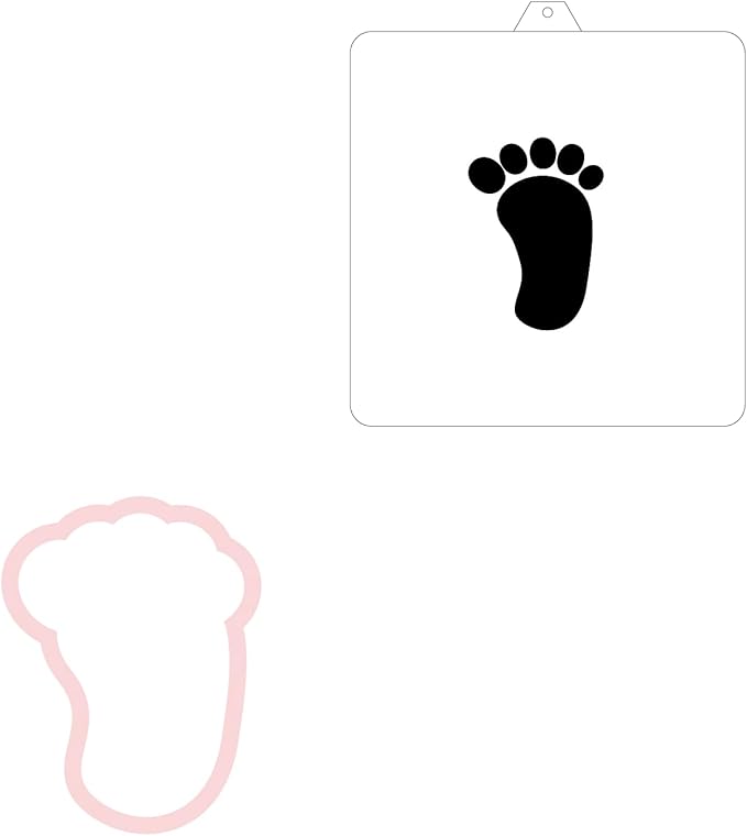 Cookie Cutter and Stencil Set Bundle Kit PYO Cookies Paint Your Own Diy Bakery Fondant Sugar Happy Birthday Wedding Baby Candle Kids Painting Coloring Pages Comb (Baby Foot Print)