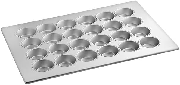 24 Cup Jumbo Muffin Pan, Aluminized Steel, Silver Glazed, 26 x 18 Inch, Heavy Duty Commercial Cupcake Baking Pan with Silicone Coating
