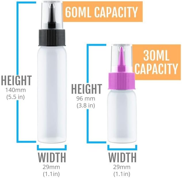 Free Hand Writer Bottles - 30 Easy Small Squeeze Bottles - 15 Each (1 and 2 Ounce) - Cookie Cutters, Cake and Baking Decoration, Food Coloring & Royal Icing Supplies for Writing (30 bottles)