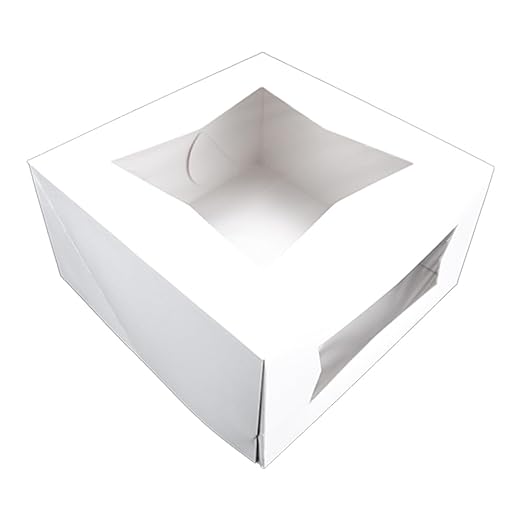 Southern Champion Tray 24453 White Window Bakery Box, Cake Carrier, Treat Box, Dessert Box, Wedding Cake Box, 10" x 10" x 5", Case of 100