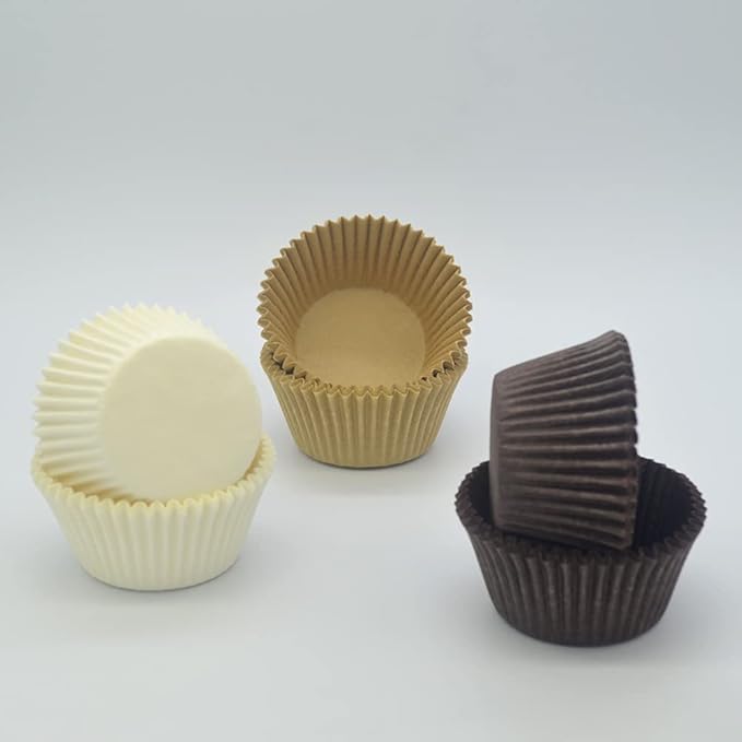 Natural White Coffee Brown Cupcake Liners Standard Greaseproof Paper Baking Cups, 150-Count