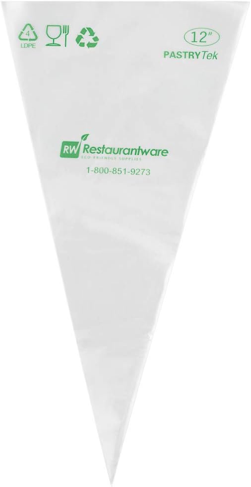 Restaurantware Pastry Tek 12.2 Inch Piping Bags 100 For Icing Pastry Bags - Disposable Food Grade Clear Plastic Decorating Bags Non Slip For Frosting Cupcakes Cakes And Pies