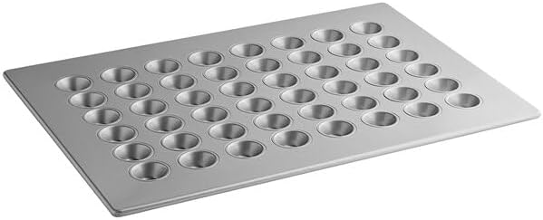48-Cup Aluminized Steel Mini Muffin Pan, Silver, 18 x 26 Inches, Silicone Glazed, 1.1 oz Capacity per Cup