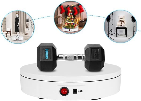 Rotating Display Stand 11.8'' Motorized Stand Photography Turntable Electric Rotating Platform (Black/Rechargeable/with Remote controller)