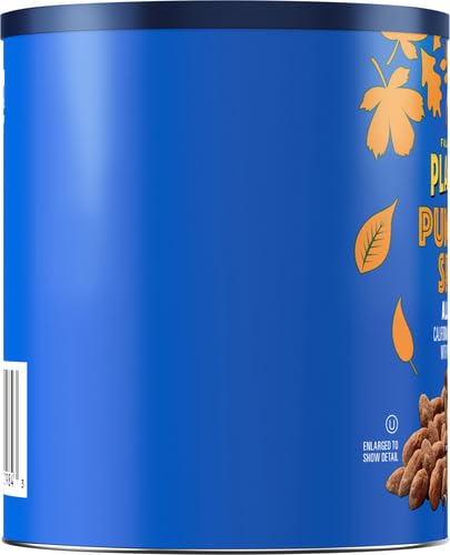 PLANTERS Fall Edition Pumpkin Spice Almonds, Pumpkin Spice Snacks, Cooking & Baking Nuts & Seeds, Flavored Almonds, Seasonal Nuts, Fall Party Snacks, Plant-Based Protein, 15.25 oz Canister