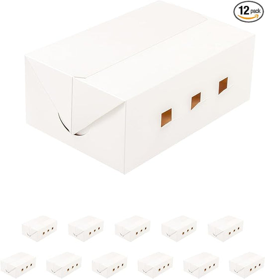 12 Take Out Food Containers, 9x6x3.5 Inches White Cardboard Lunch Boxes, Catering Boxes, Paper Food To Go Boxes