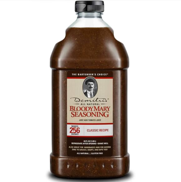 Demitri's Bloody Mary Seasoning Classic Recipe - Bloody Mary Mix - Concentrated Drink Mixer - Bold Rich Flavor - Perfect for Home Brunch Parties & Cocktails - 64oz Bottle (Pack of 1)