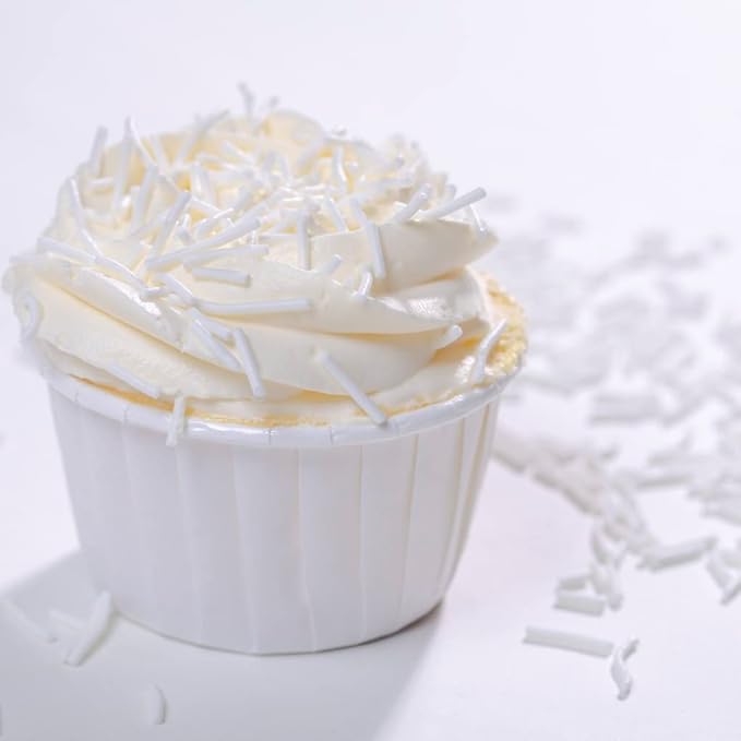 White Jimmies Sprinkles,Cake Dessert Sprinkles,Cookie Sprinkles,Sugar Pearl, Edible Candy Pearls Sprinkles Color Holiday Cake Sprinkles Gluten-Free Sprinkles for Baking Cupcake Cake Topper (white)
