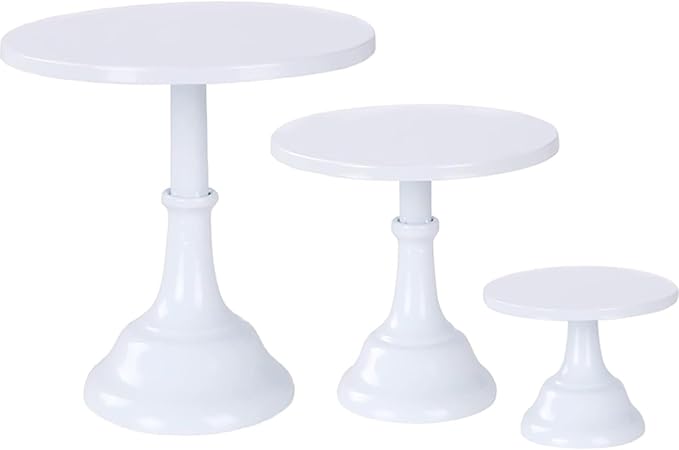 3pcs Metal Cake Stand Set 8''10''12'' Dessert Table Display Perfect for Baby Shower Wedding Birthday (white)