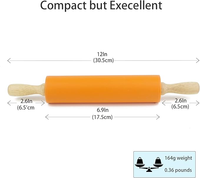 Silicone Rolling Pin for Baking Non-stick Rolling Pin Dough Roller Wooden Handle Kitchen Accessories Pastry Roller