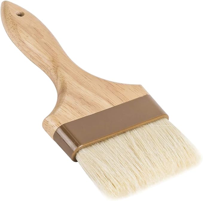 Betolla 3-Inch Pastry Brush – Natural Boar Bristle Basting & Marinade Brush with Lacquered Hardwood Handle for Cooking, BBQ, and Baking