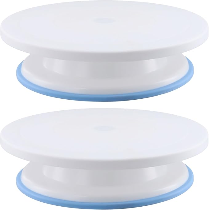 2 Pack 11 Inch Rotating Cake Turntable for Decorating, Smooth Cake Revolving Spinner Stand, Cake Stand for Baking Decorating Display