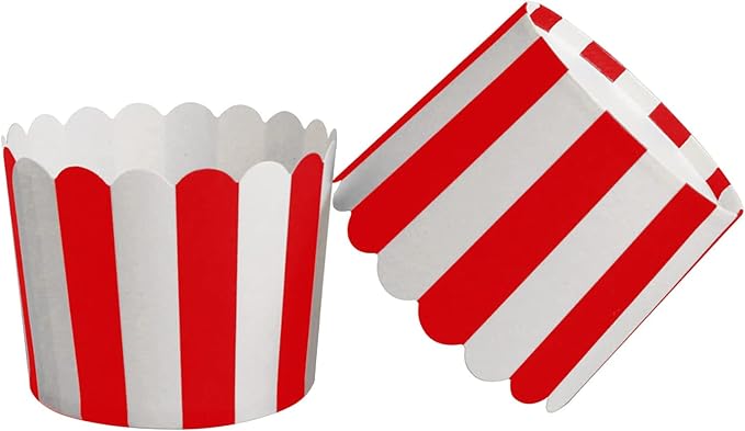 50-Pack Muffin Cups Baking Paper Cup Cupcake Muffins Liners Red and White Stripes Baking Cups, Bottom Dia 2.3 Inch