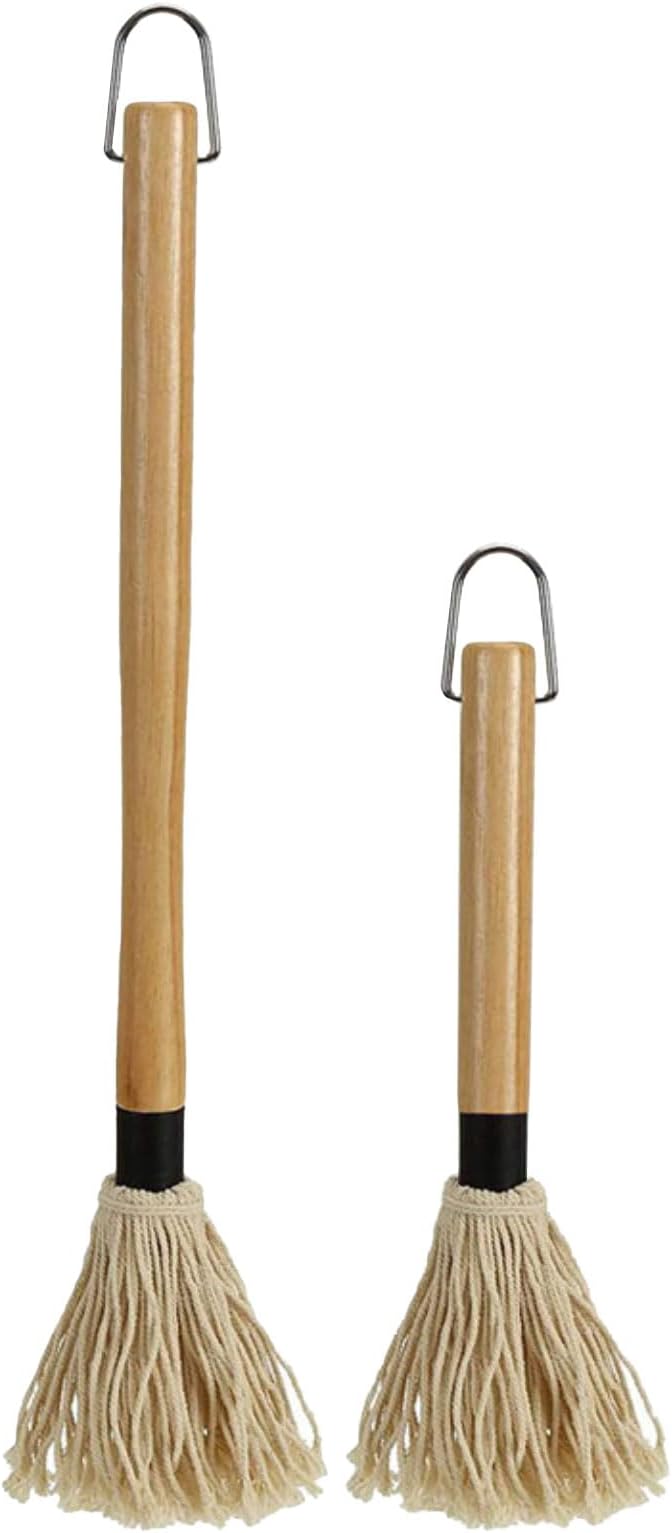 Two Size Bbq Mop Brushes For Sauce Wooden Long Handle Mops & Brushes For Barbecue,Grilling,Basting,Roasting,Cooking,Smoking Steak(18" And 11")