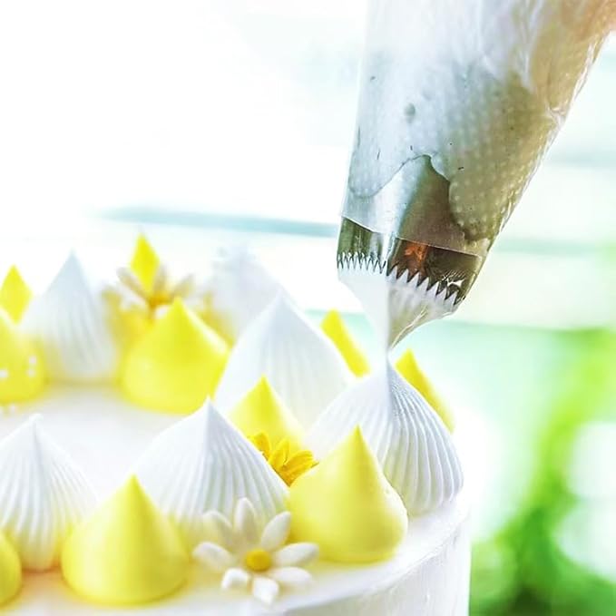 Piping Tips Large Cake Decorating Tools, Stainless Steel Square Round Frosting Tips for Cupcakes Pastry Fondant Cakes, Icing Tools (R22L)