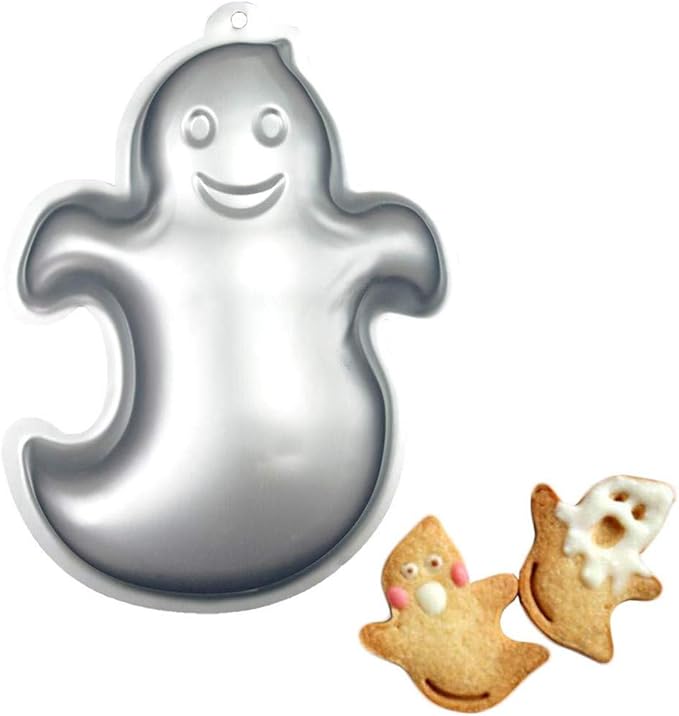 Ulalaza 3D Ghost Cake Mold Halloween Aluminum Baking Mould Nonstick DIY Baking Tools