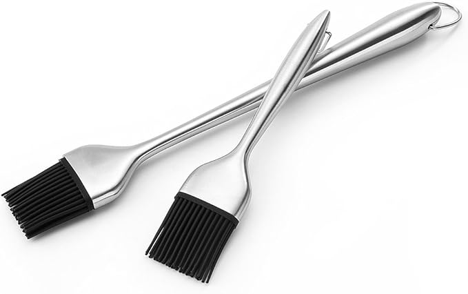 2 Pack Heavy-duty BBQ Basting Brush,12 Inch & 7 Inch-Great For BBQ Meat,Cakes And Pastries