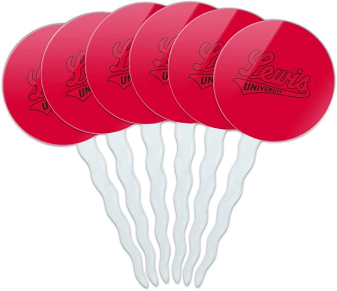 Lewis University Primary Logo Cupcake Picks Toppers Decoration Set of 6