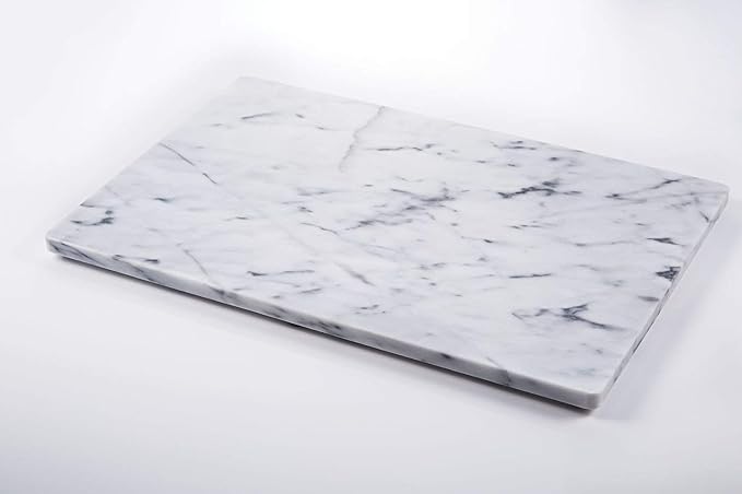 JEmarble Pastry Board 8x12 inch with Non-Slip Rubber Feets for Stability Perfect for Keep the Dough Cool and Chocolate Tempering(Premium Quality) White