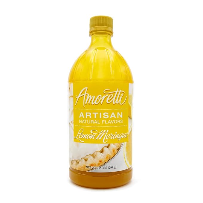 Amoretti - Natural Lemon Meringue Artisan Flavor Paste, 8 oz, Perfect For Ice Cream, Beverages, Cakes, and more, Preservative Free, Vegan, Gluten Free, No Artificial Sweeteners, Highly Concentrated